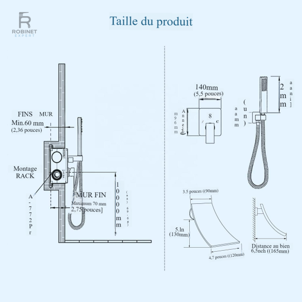 Accessoire de salle de bain : robinet fontaine mural