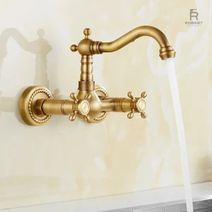 Robinet mural doré pour cuisine