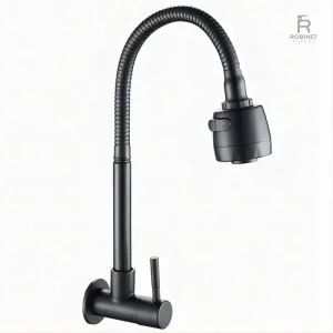 Robinet cuisine noir, design moderne en acier inoxydable