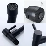 Robinet mural en acier inoxydable, finition noire élégante