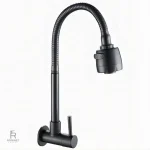 Robinet mural cuisine, style contemporain en acier noir