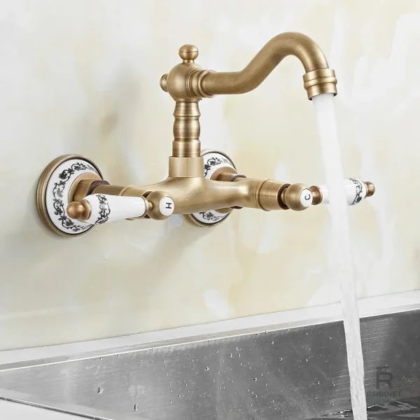 Robinet mural cuisine Vintage en finition élégante