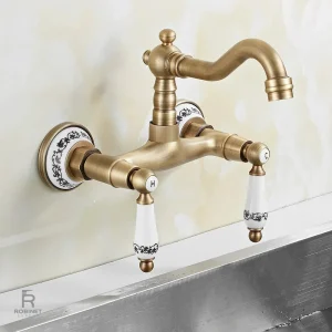 Robinet mural vintage pour cuisine au style rétro