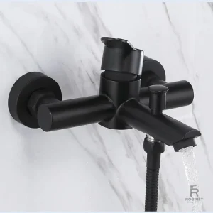 Robinet mural noir pour douche et baignoire