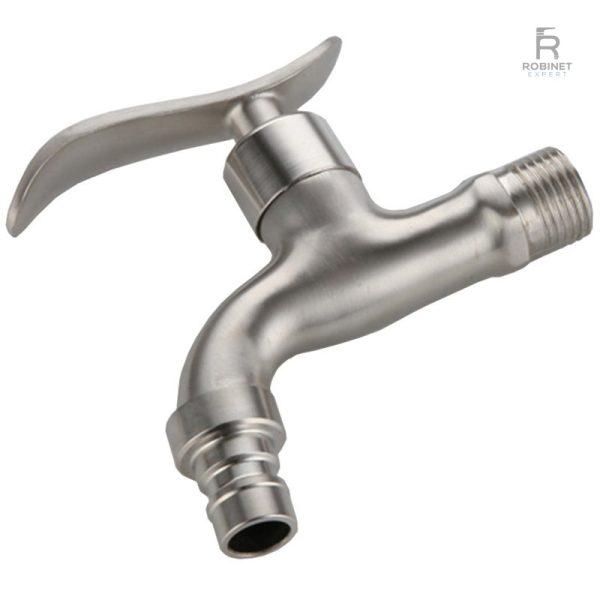 Robinet mural pour jardin en finition chrome