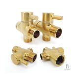 Robinet 3 voies design doré pour salle de bain
