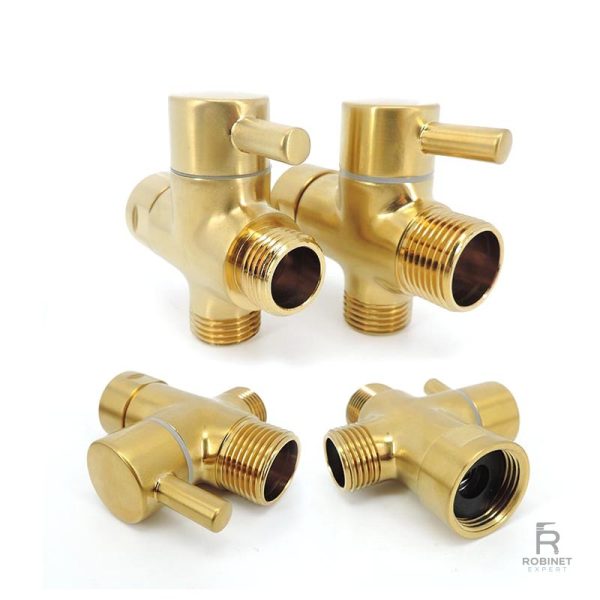 Robinet 3 voies design doré pour salle de bain